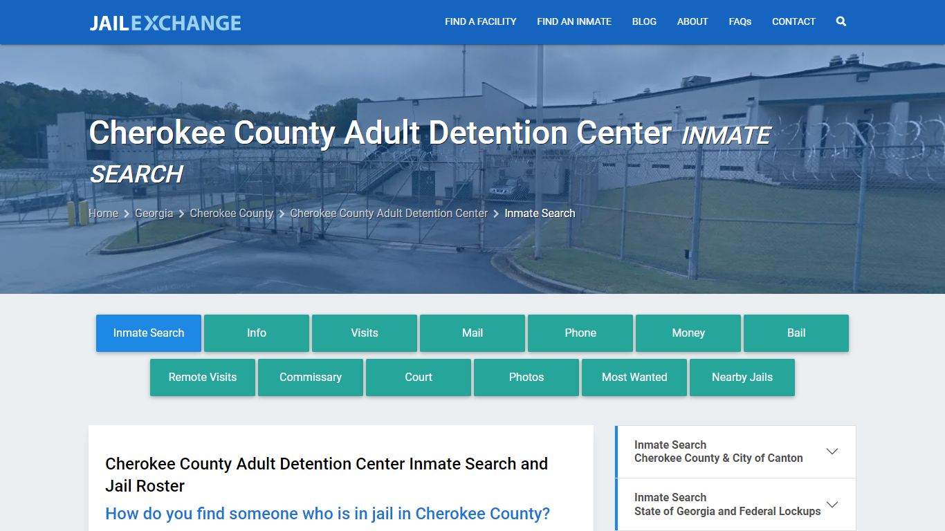 Cherokee County Adult Detention Center Inmate Search